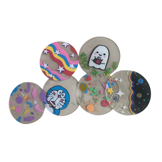 دوائر الأكريليك الشفافة المرسومة يدويًا