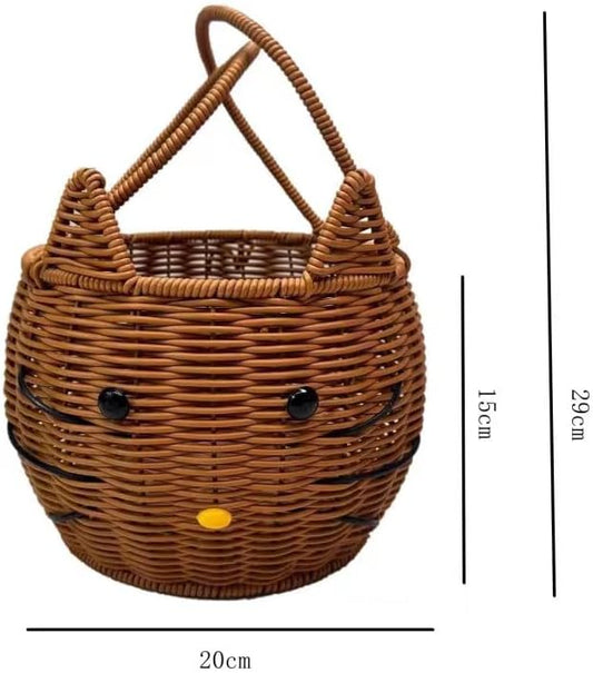 سلة القط المزخرفة بالخيزران اليدوي